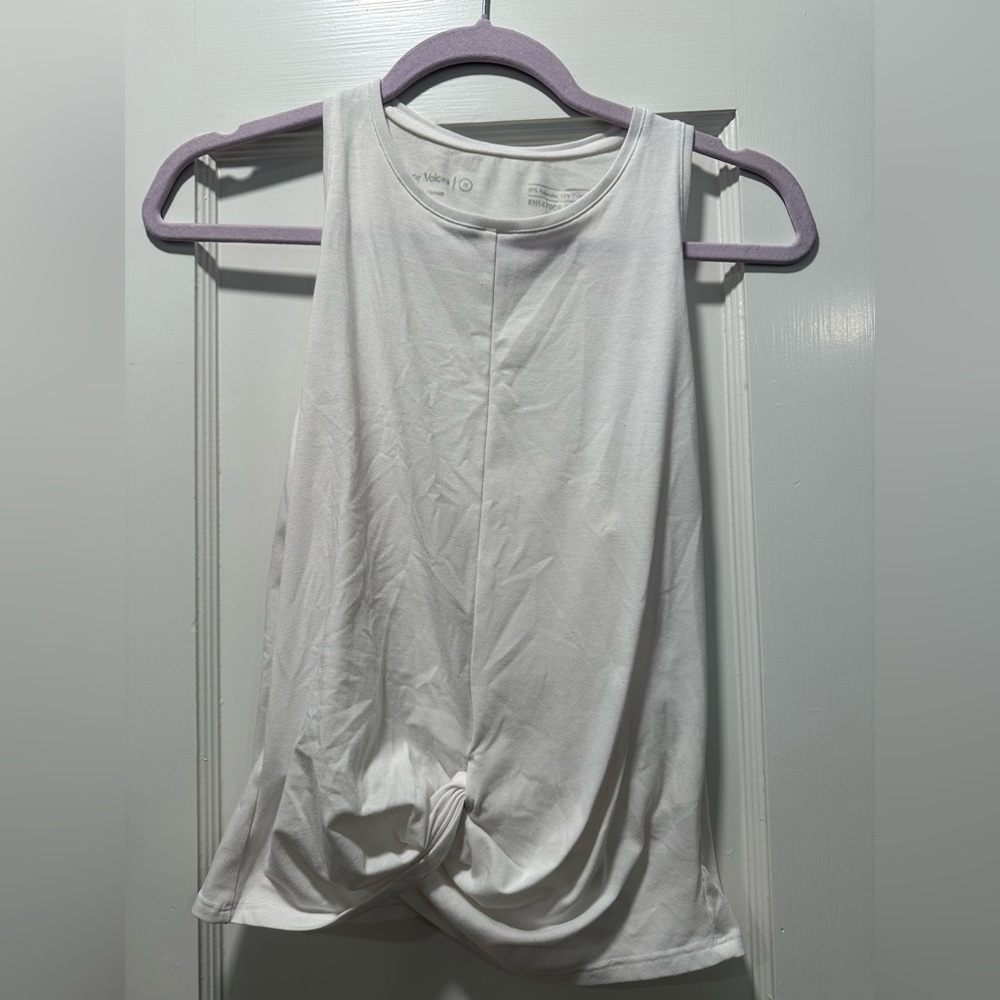 Outdoor Voices Top Sleeveless Crew Neck Waist Length Knotted Front White Size M